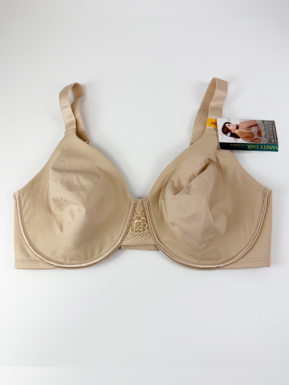 Vanity Fair Full Figure Beauty Back Smoothing Minimizer Bra 38DD Beige NWT 76080